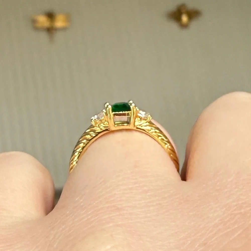 18k GP Yellow Gold Emerald Ring